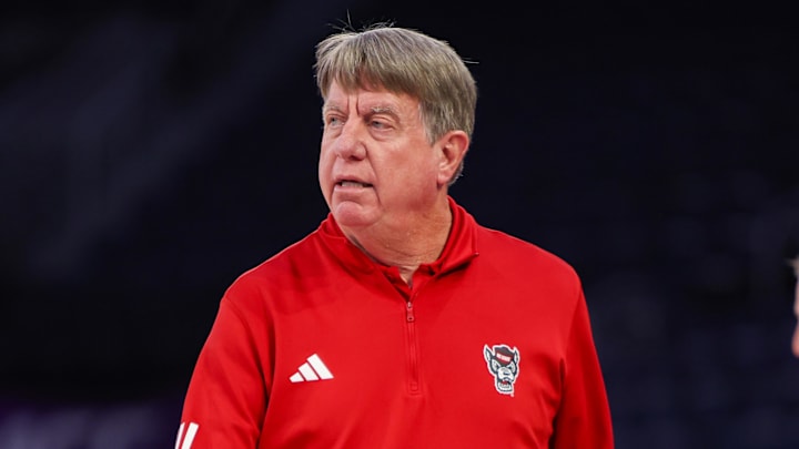 Mar 6, 2026; Duluth, GA, USA; North Carolina State Wolfpack head coach Wes Moore on the sideline against the Notre Dame Fighting Irish in the second quarter at Gas South Arena. Mandatory Credit: Brett Davis-Imagn Images Mar 6, 2026; Duluth, GA, USA; North Carolina State Wolfpack head coach Wes Moore on the sideline against the Notre Dame Fighting Irish in the second quarter at Gas South Arena. Mandatory Credit: Brett Davis-Imagn Images
