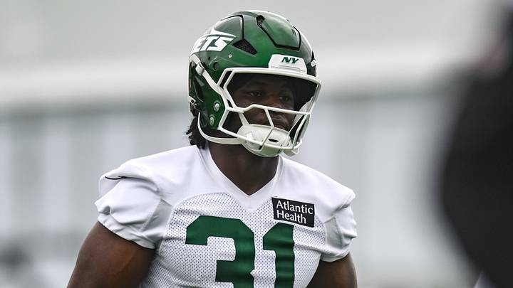 Jul 29, 2026; Florham Park, NJ, USA; New York Jets edge David Bailey (31) Mandatory Credit: John Jones-Imagn Images