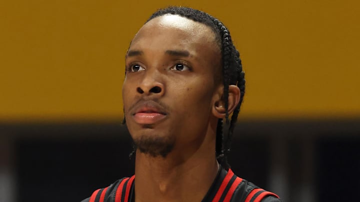 Jan 24, 2026; Pittsburgh, Pennsylvania, USA;  NC State Wolfpack guard Paul McNeil Jr. (2) warms up before the game against the Pittsburgh Panthers at the Petersen Events Center. Mandatory Credit: Charles LeClaire-Imagn Images