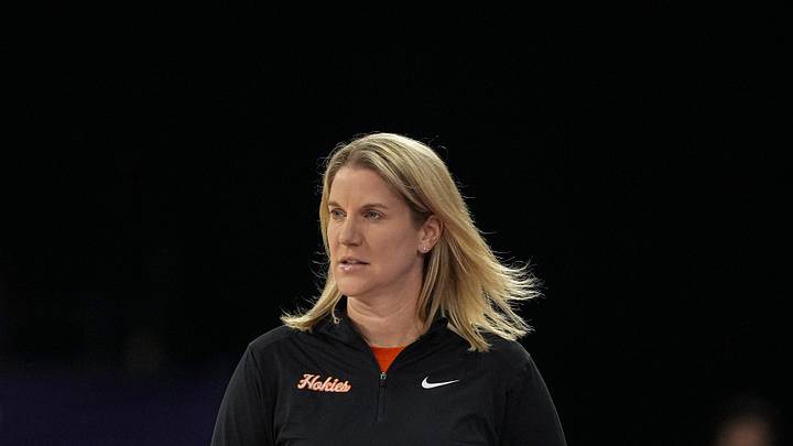 Mar 6, 2026; Duluth, Ga.; Virginia Tech head coach Megan Duffy on the court against North Carolina.