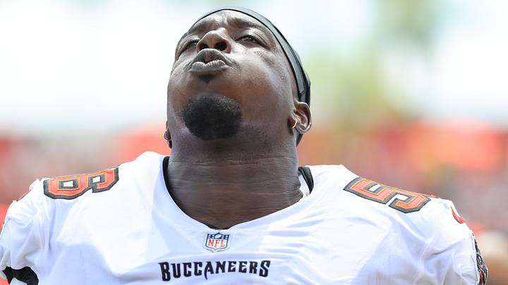 Sep 20, 2026; Tampa, Florida, USA;  Tampa Bay Buccaneers defensive line Rakeem Nunez-Roches (56) prior to the start of during the first quarter against the Cleveland Browns at Raymond James Stadium.  Mandatory Credit: Kim Klement Neitzel-Imagn Images