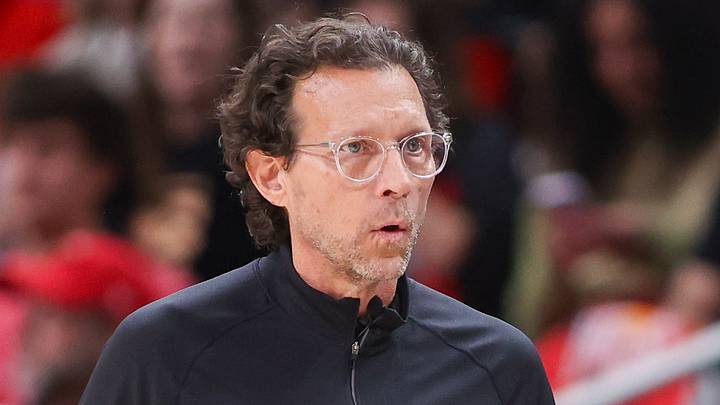Atlanta Hawks head coach Quin Snyder against the New York Knicks at State Farm Arena on April 23, 2026. Atlanta Hawks head coach Quin Snyder against the New York Knicks at State Farm Arena on April 23, 2026.