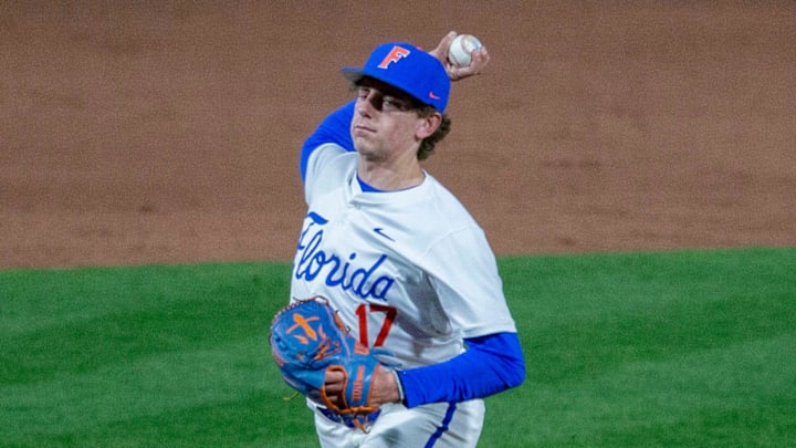 Florida's pitcher Russell Sandefer, seen here against UAB, pitched seven scoreless innings before the Gators blew its lead in the ninth inning against Ole Miss.