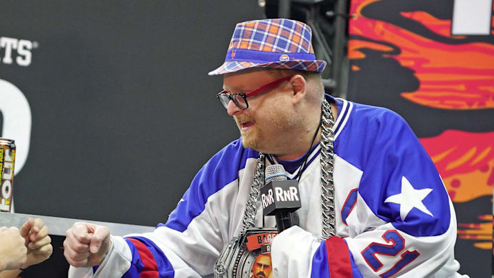 Barstool Sports personality Frank the Tank (right) subbed in when the fighter Othman \"The Eagle\" Jady was supposed to fight didn't show to Wednesday's Rough N Rowdy weigh-in event.