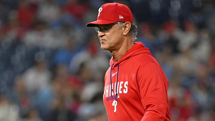 May 6, 2026; Philadelphia, Pennsylvania, USA; Philadelphia Phillies interim manger coach Don Mattingly (8) walks off the field after making a pitching change against the Athletics during the eighth inning at Citizens Bank Park. 