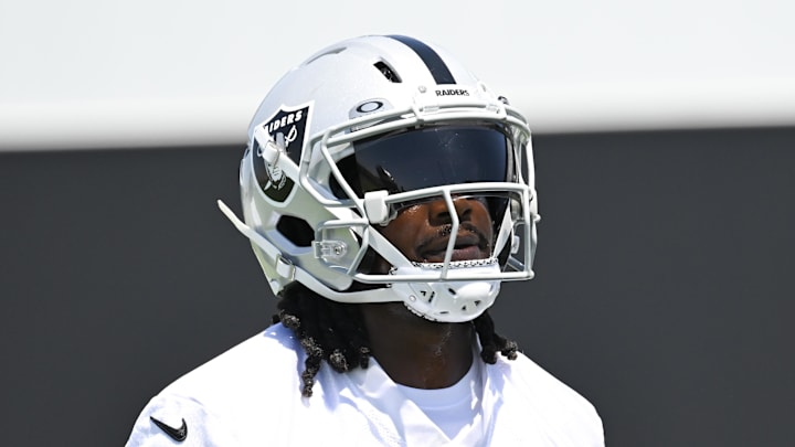 Jun 11, 2025; Henderson, NV, USA; Las Vegas Raiders running back Sincere McCormick (28) looks on between drills during Las Vegas Raiders Minicamp at Intermountain Health Performance Center. Mandatory Credit: Candice Ward-Imagn Images
