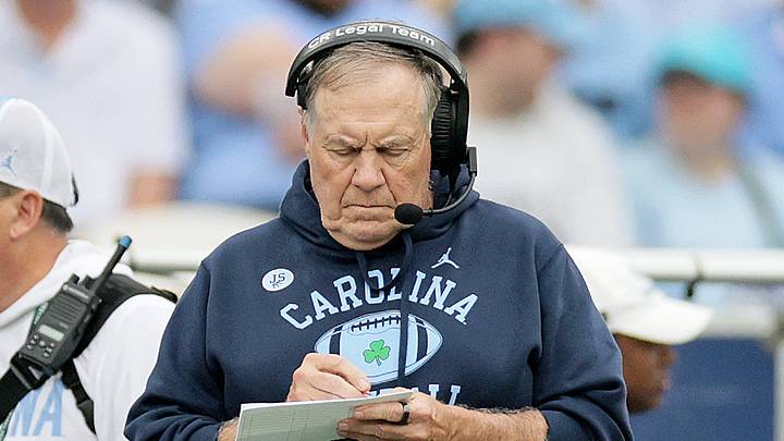 Aug 29, 2026; Dublin, Co. Dublin, IRL; North Carolina Tar Heels head coach Bill Belichick against the TCU Horned Frogs in the first half at Aviva Stadium. Mandatory Credit: Laszlo Geczo-Imagn Images Aug 29, 2026; Dublin, Co. Dublin, IRL; North Carolina Tar Heels head coach Bill Belichick against the TCU Horned Frogs in the first half at Aviva Stadium. Mandatory Credit: Laszlo Geczo-Imagn Images