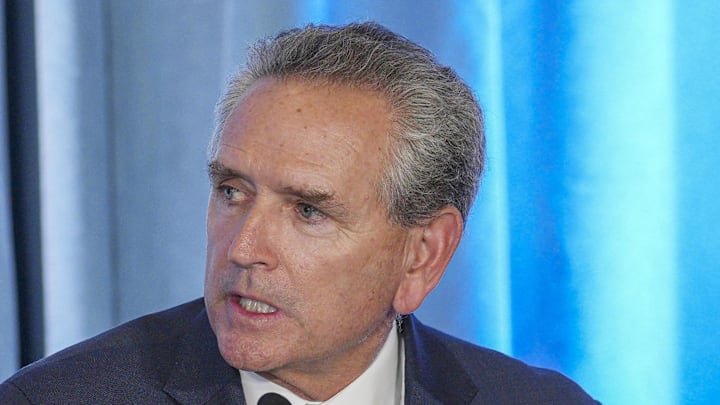 Dec 12, 2024; Chapel Hill, NC, USA; North Carolina athletic director Bubba Cunningham at Loudermilk Center for Excellence. Mandatory Credit: Jim Dedmon-Imagn Images