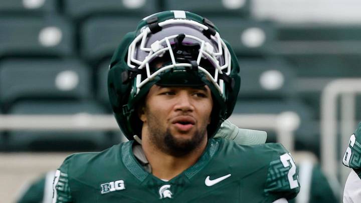 April 18, 2026; East Lansing, Mich.; Michigan State Spartans linebacker Kenny Soares Jr. (23) and defensive lineman Eli Coenen (96) walk together during MSU's "Spring Showcase" at Spartan Stadium. April 18, 2026; East Lansing, Mich.; Michigan State Spartans linebacker Kenny Soares Jr. (23) and defensive lineman Eli Coenen (96) walk together during MSU's "Spring Showcase" at Spartan Stadium.