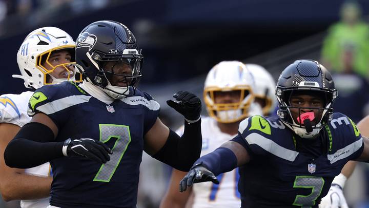 Seattle Seahawks safety Nick Emmanwori celebrates after a play against the Los Angeles Chargers. Seattle Seahawks safety Nick Emmanwori celebrates after a play against the Los Angeles Chargers.