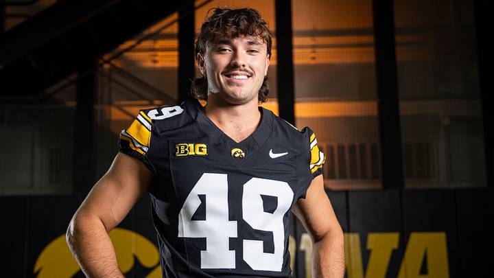 Iowa punter Boston Everitt (49) stands for a portrait during Hawkeye football media day, Friday, Aug. 14, 2026, in Iowa City. Iowa punter Boston Everitt (49) stands for a portrait during Hawkeye football media day, Friday, Aug. 14, 2026, in Iowa City.