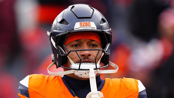 Jan 25, 2026; Denver, CO, USA; Denver Broncos tight end Evan Engram (1) practices before the 2026 AFC Championship Game at Empower Field at Mile High. Mandatory Credit: Ron Chenoy-Imagn Images Jan 25, 2026; Denver, CO, USA; Denver Broncos tight end Evan Engram (1) practices before the 2026 AFC Championship Game at Empower Field at Mile High. Mandatory Credit: Ron Chenoy-Imagn Images