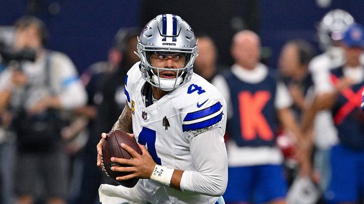 Dallas Cowboys quarterback Dak Prescott runs with the ball during the game against the Buccaneers at AT&T Stadium. Dallas Cowboys quarterback Dak Prescott runs with the ball during the game against the Buccaneers at AT&T Stadium.