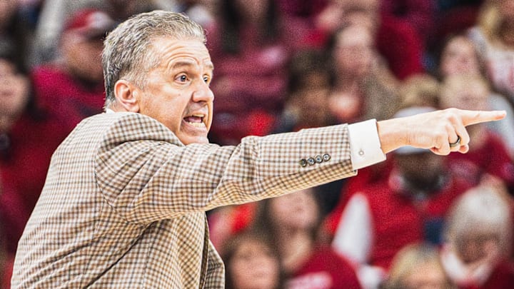 John Calipari gives orders from the sideline against Florida inside Bud Walton Arena. Arkansas lost 71-63.