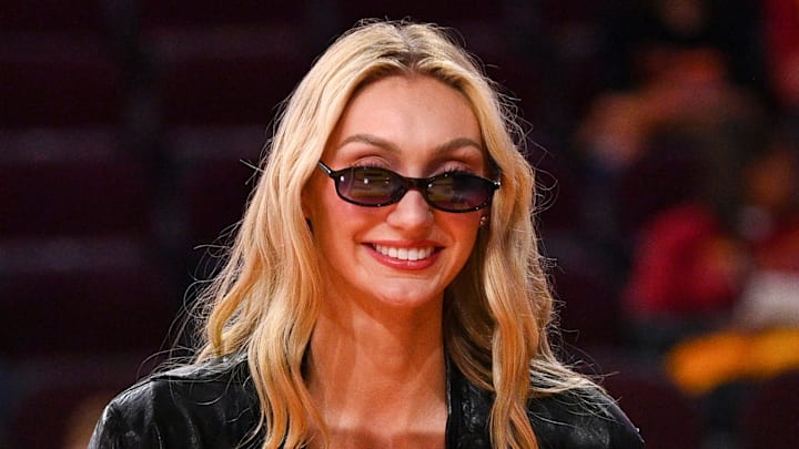 Cameron Brink attends the game between the Notre Dame Fighting Irish and the USC Trojans.