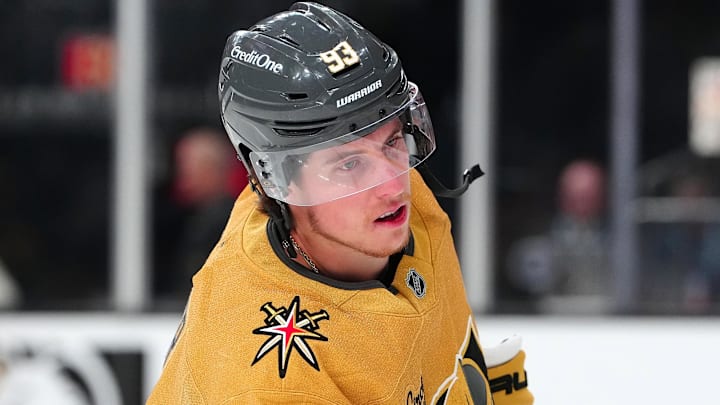 Mar 26, 2026; Las Vegas, Nevada, USA; Vegas Golden Knights right wing Mitch Marner (93) warms up before a game against the Edmonton Oilers at T-Mobile Arena. Mandatory Credit: Stephen R. Sylvanie-Imagn Images Mar 26, 2026; Las Vegas, Nevada, USA; Vegas Golden Knights right wing Mitch Marner (93) warms up before a game against the Edmonton Oilers at T-Mobile Arena. Mandatory Credit: Stephen R. Sylvanie-Imagn Images