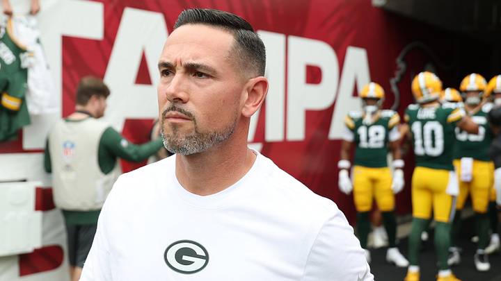 Green Bay Packers coach Matt LaFleur walks onto the field before the game against the Tampa Bay Buccaneers. Green Bay Packers coach Matt LaFleur walks onto the field before the game against the Tampa Bay Buccaneers.