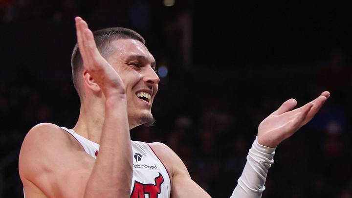 Feb 20, 2026; Atlanta, Georgia, USA; Miami Heat guard Tyler Herro (14) reacts after a shot against the Atlanta Hawks in the second quarter at State Farm Arena. Mandatory Credit: Brett Davis-Imagn Images
Feb 20, 2026; Atlanta, Georgia, USA; Miami Heat guard Tyler Herro (14) reacts after a shot against the Atlanta Hawks in the second quarter at State Farm Arena. Mandatory Credit: Brett Davis-Imagn Images