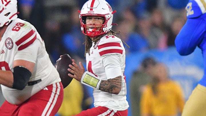 Nebraska quarterback TJ Lateef drops back to pass against UCLA.