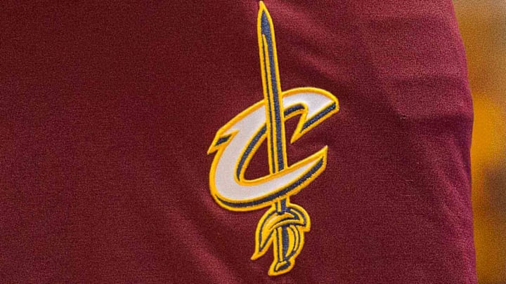 Jan 30, 2017; Dallas, TX, USA; A view of the Cleveland Cavaliers logo on the shorts of Cavaliers forward LeBron James (23) during the game against the Dallas Mavericks at the American Airlines Center. The Mavericks defeat the Cavaliers 104-97.