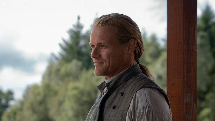 Sam Heughan (“Jamie Fraser”) in Outlander season 8 episode 10. 