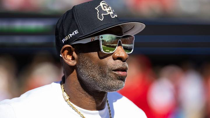 Oct 19, 2024; Tucson, Arizona, USA; Colorado Buffaloes head coach Deion Sanders against the Arizona Wildcats at Arizona Stadium. Mandatory Credit: Mark J. Rebilas-Imagn Images
