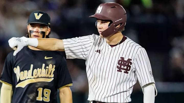 Mississippi State Infielder Ryder Woodson (#9) during the game between the Vanderbilt Commodores and the Mississippi State Bulldogs at Dudy Noble Field at Polk-Dement Stadium in Starkville, MS.