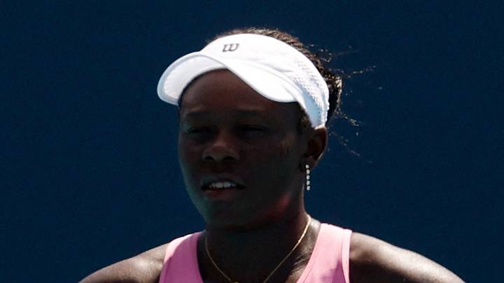 Victoria Mboko stands on the court after missing a shot Victoria Mboko stands on the court after missing a shot