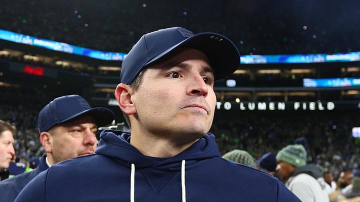 Seattle Seahawks head coach Mike Macdonald looks on