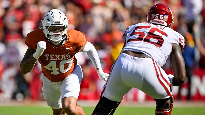 Oct 11, 2025; Dallas, Texas, USA; Texas Longhorns defensive end Lance Jackson