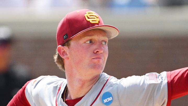 Jun 7, 2026; Chapel Hill, NC, USA; USC Trojans pitcher Andrew Johnson (13) pitches the ball to the North Carolina Tar Heels during the first inning at Boshamer Stadium. Mandatory Credit: Zachary Taft-Imagn Images Jun 7, 2026; Chapel Hill, NC, USA; USC Trojans pitcher Andrew Johnson (13) pitches the ball to the North Carolina Tar Heels during the first inning at Boshamer Stadium. Mandatory Credit: Zachary Taft-Imagn Images