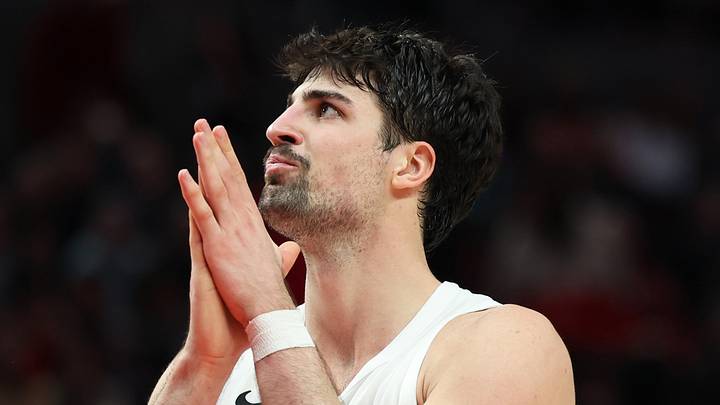 Mar 10, 2026; Portland, Oregon, USA;  Portland Trail Blazers forward Deni Avdija (8) reacts to gameplay against the Charlotte Hornets during the second half at Moda Center. Mandatory Credit: Jaime Valdez-Imagn Images