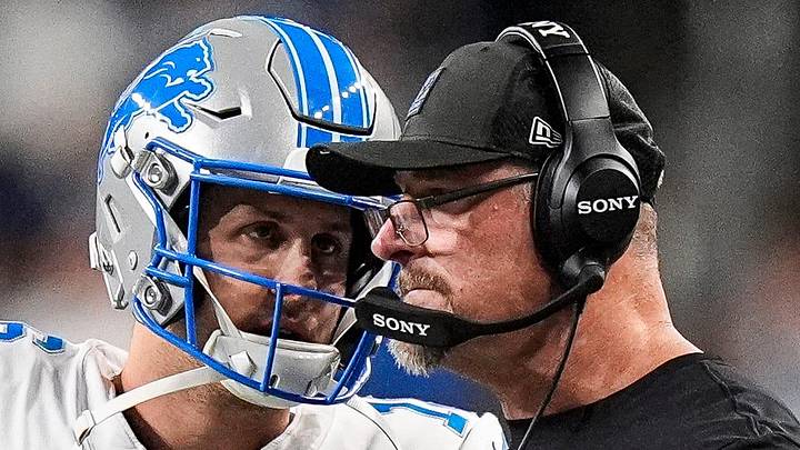 Detroit Lions quarterback Jared Goff and head coach Dan Campbell Detroit Lions quarterback Jared Goff and head coach Dan Campbell