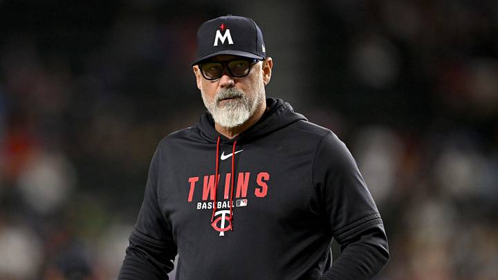 Jun 15, 2026; Arlington, Texas, USA; Minnesota Twins manager Derek Shelton walks back to the dugout during the game against the Texas Rangers at Globe Life Field. Mandatory Credit: Jerome Miron-Imagn Images