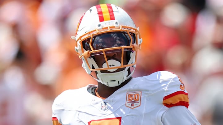 Sep 21, 2025; Tampa, Florida, USA; Tampa Bay Buccaneers outside linebacker Haason Reddick (5) Mandatory Credit: Nathan Ray Seebeck-Imagn Images