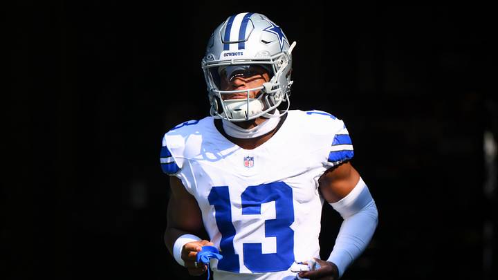 Dallas Cowboys safety Caleb Downs enters the field before the game against the Seattle Seahawks at Lumen Field. 