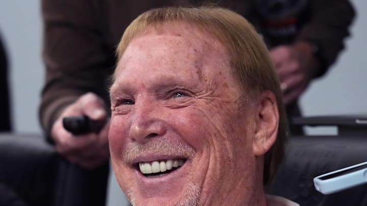 Feb 10, 2026; Henderson, NV, USA; Las Vegas Raiders owner Mark Davis at a press conference at Intermountain Health Performance Center. Mandatory Credit: Kirby Lee-Imagn Images