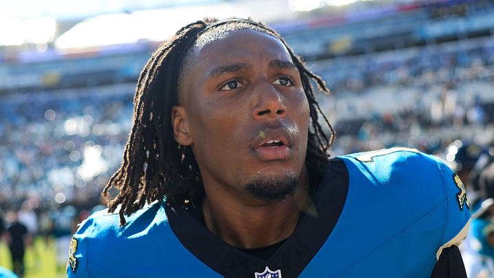 Jacksonville Jaguars wide receiver Josh Cameron (19) walks off the field after the game of an NFL football matchup at EverBank Stadium on Sunday, Sept. 27, 2026, in Jacksonville, Fla. The Jaguars defeated the Patriots 35-6.