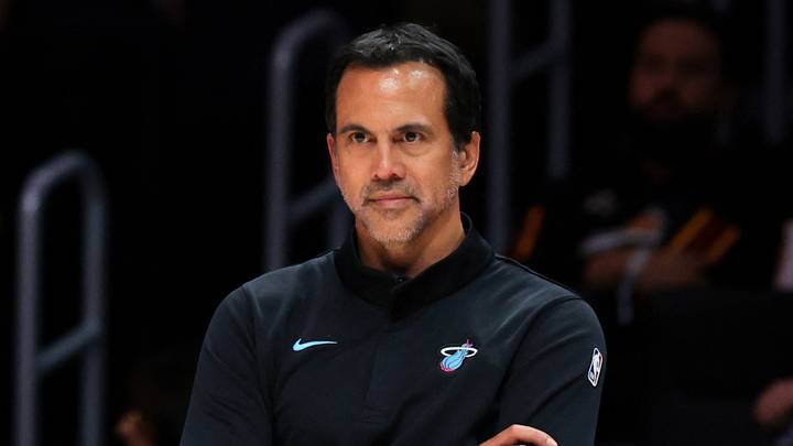 Miami Heat head coach Erik Spoelstra looks on  (Mandatory Credit: Sam Navarro-Imagn Images)