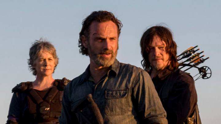Melissa McBride as Carol Peletier, Andrew Lincoln as Rick Grimes, Norman Reedus as Daryl Dixon in The Walking Dead