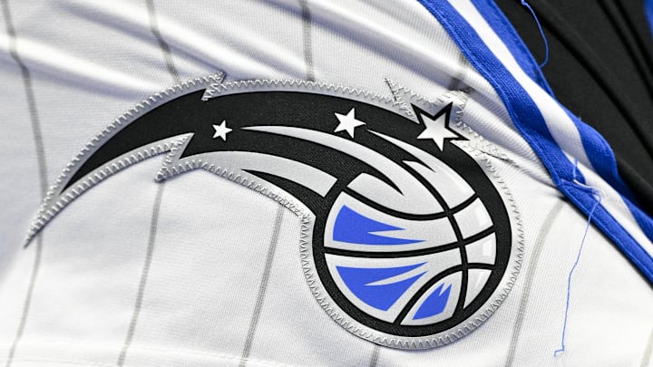 A view of the Orlando Magic logo during the game between the Dallas Mavericks and the Orlando Magic at the American Airlines Center. 