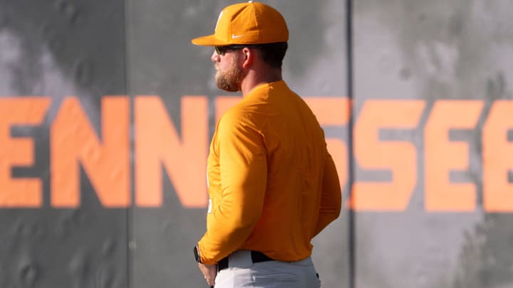Tennessee assistant baseball coach Josh Elander during a scrimmage on October 21, 2025, in Knoxville, Tenn.