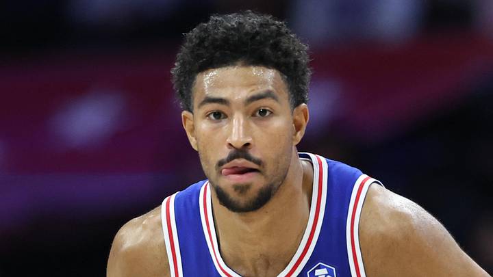 Mar 25, 2026; Philadelphia, Pennsylvania, USA; Philadelphia 76ers guard Quentin Grimes (5) dribbles the ball against the Chicago Bulls during the second quarter at Xfinity Mobile Arena. Mandatory Credit: Bill Streicher-Imagn Images
