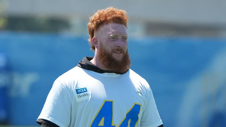 May 19, 2026; El Segundo, CA, USA; Los Angeles Chargers fullback Scott Matlock (44) during offseason workouts at The Bolt. Mandatory Credit: Kirby Lee-Imagn Images
