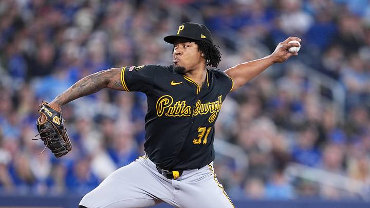 May 24, 2026; Toronto, Ontario, CAN; Pittsburgh Pirates relief pitcher Gregory Soto (31) throws a pitch against the Toronto Blue Jays during the ninth inning at Rogers Centre. Mandatory Credit: Nick Turchiaro-Imagn Images