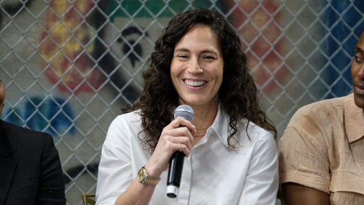 Sue Bird shares some laughs as she answers questions from the crowd during The Women's Basketball Hall of Fame 2025 Inductions media event at the WBHOF June 13, 2025, in Knoxville, Tenn. (Shawn Millsaps/ Special to News Sentinel)