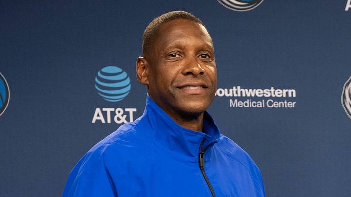 Jun 25, 2026; Dallas, TX, USA; Dallas Mavericks president Masai Ujiri with Morez Johnson Jr, the Mavericks first-round pick in the 2026 NBA draft hold his jersey during an introductory press conference at American Airlines Center. Mandatory Credit: Raymond Carlin III-Imagn Images Jun 25, 2026; Dallas, TX, USA; Dallas Mavericks president Masai Ujiri with Morez Johnson Jr, the Mavericks first-round pick in the 2026 NBA draft hold his jersey during an introductory press conference at American Airlines Center. Mandatory Credit: Raymond Carlin III-Imagn Images