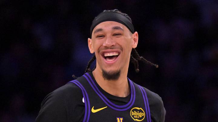 Mar 31, 2026; Los Angeles, California, USA;  Los Angeles Lakers center Jaxson Hayes (11) reacts after a dunk in the second half against the Cleveland Cavaliers at Crypto.com Arena. Mandatory Credit: Jayne Kamin-Oncea-Imagn Images
