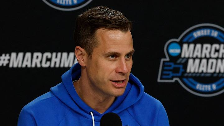 Mar 26, 2026; Washington, DC, USA; Duke Blue Devils head coach Jon Scheyer speaks with the media during a press conference ahead of the east regional of the men's 2026 NCAA Tournament at Capital One Arena. Mandatory Credit: Geoff Burke-Imagn Images Mar 26, 2026; Washington, DC, USA; Duke Blue Devils head coach Jon Scheyer speaks with the media during a press conference ahead of the east regional of the men's 2026 NCAA Tournament at Capital One Arena. Mandatory Credit: Geoff Burke-Imagn Images