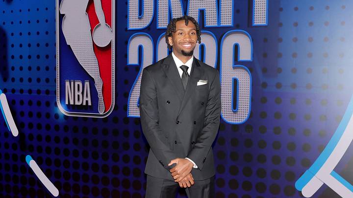 Jun 23, 2026; New York, NY, USA; Draft prospect Darryn Peterson poses for photos on the red carpet before the 2026 NBA draft at Barclays Center. Mandatory Credit: Brad Penner-Imagn Images Jun 23, 2026; New York, NY, USA; Draft prospect Darryn Peterson poses for photos on the red carpet before the 2026 NBA draft at Barclays Center. Mandatory Credit: Brad Penner-Imagn Images
